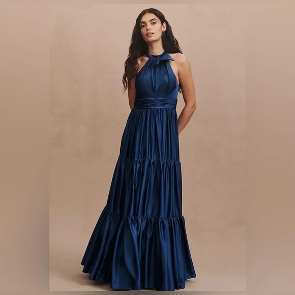 Mac Duggal Ruffle Halter Dress Saphire size 4 NWT - Picture 3 of 9